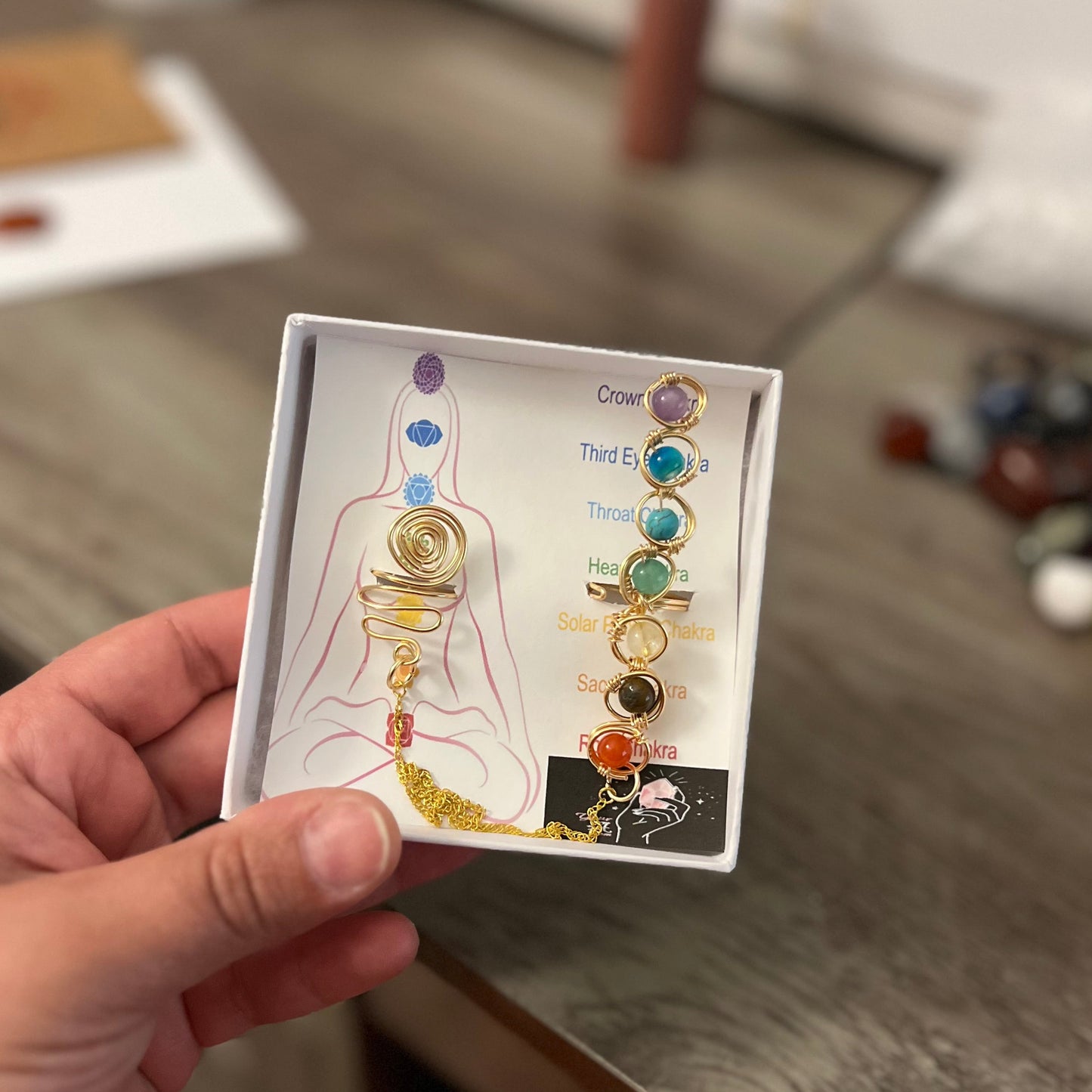 Double Gold Plated Chakra Wand Ring - Mini Chakra Ring