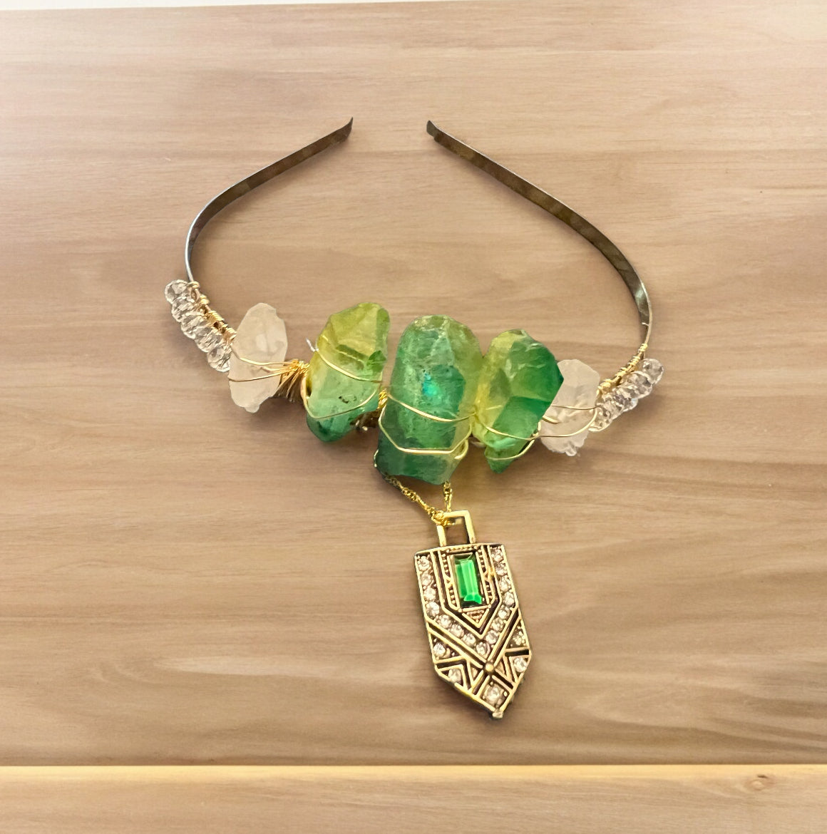 Egyptian Emperor Crown - Emerald & Clear Quartz Crown