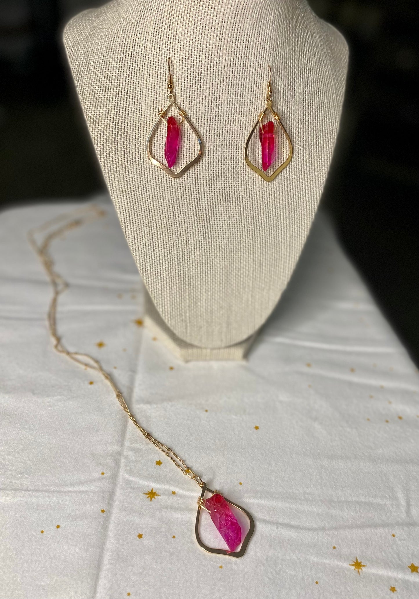 Hot Pink Quartz Jewelry Set