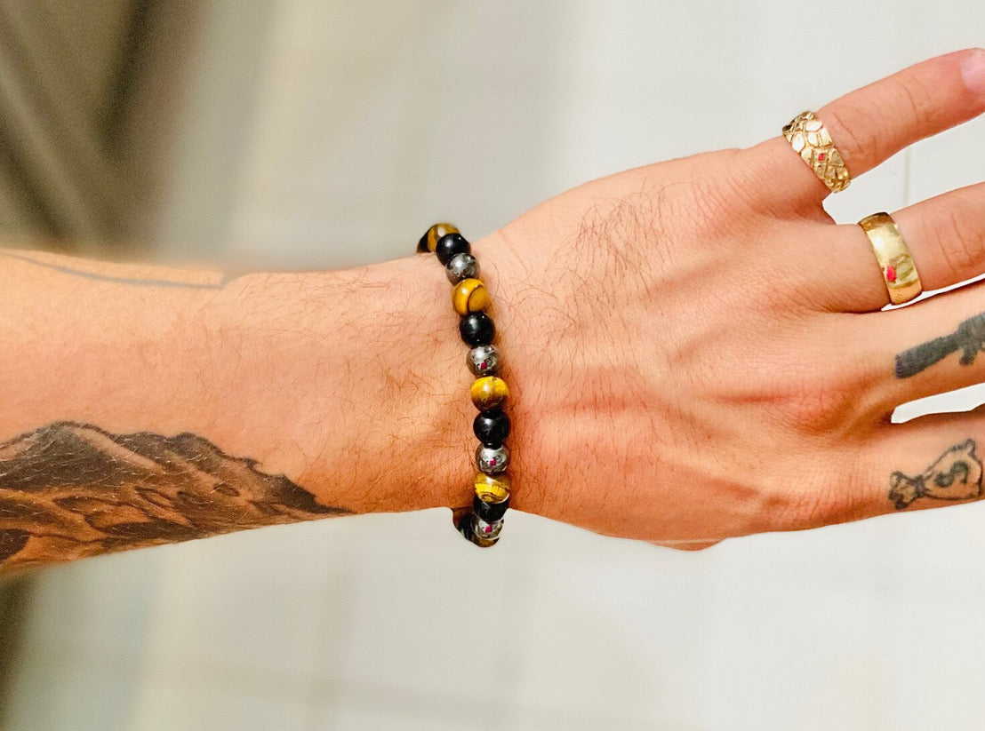 Triple protection bracelet | Obsidian | Hematite | Tiger Eye