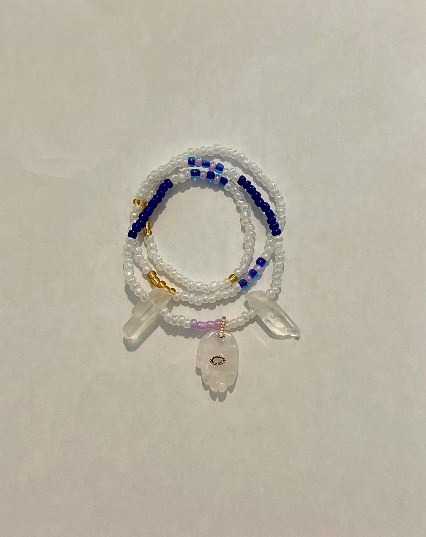Blue Evil Eye Waist beads | Hamsa hand Clear Quartz Waist beads