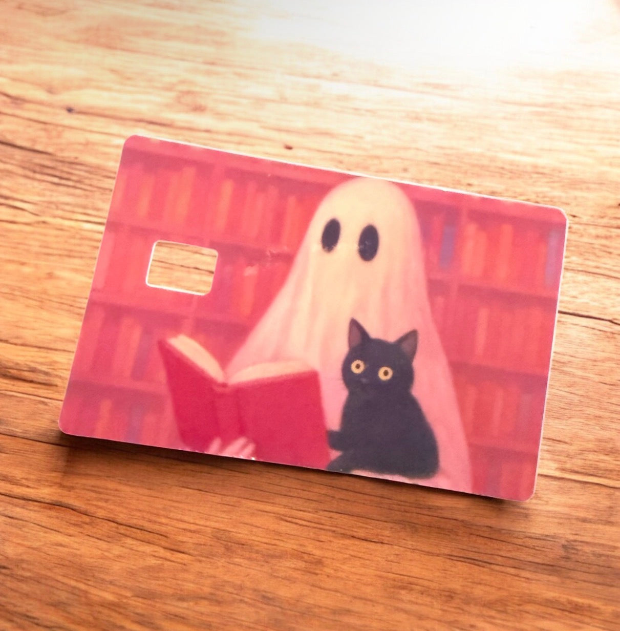 Pastel Pink Ghost Debit Card Skin – Cute & Colorful Spooky Design