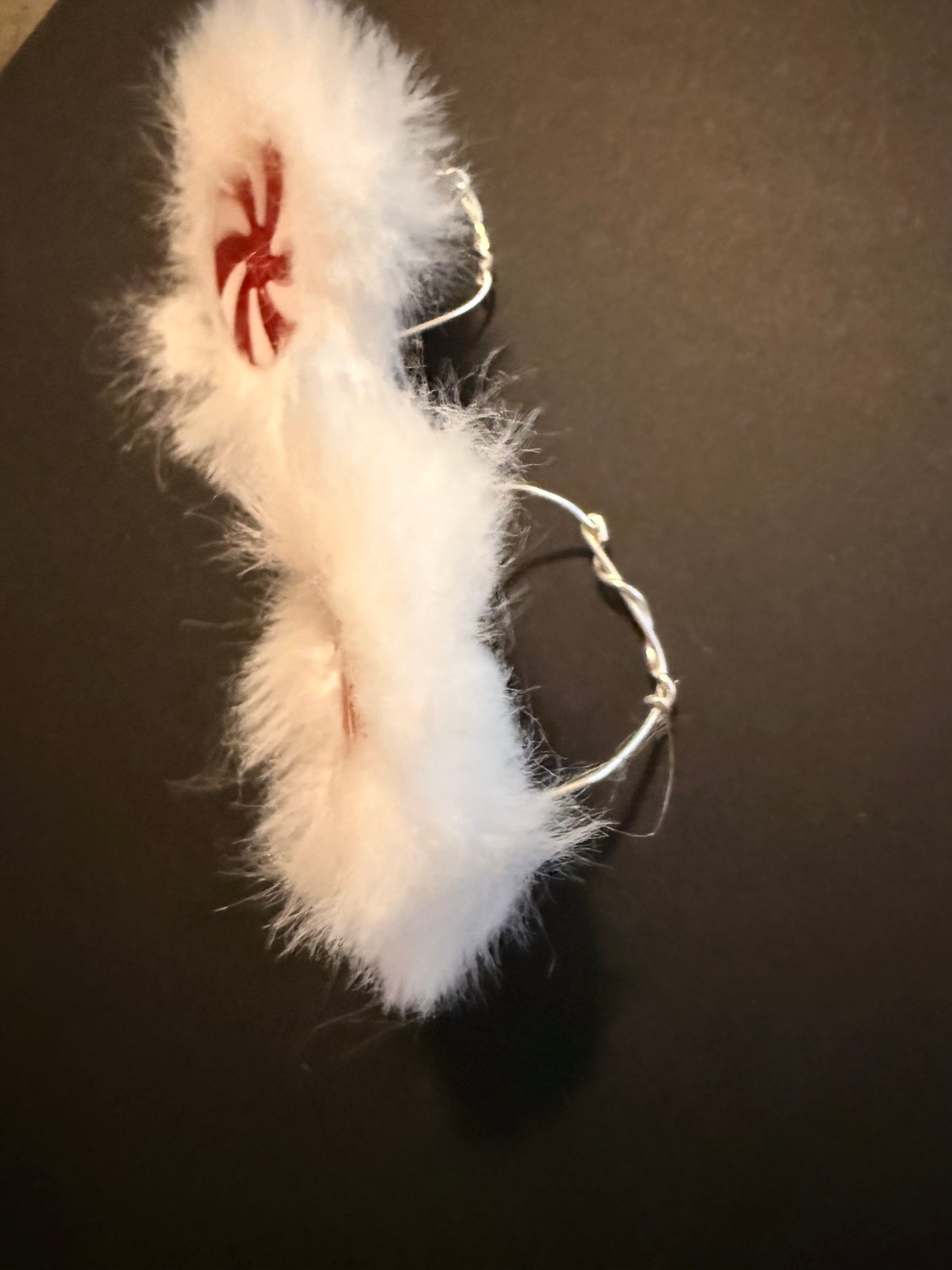 Handmade Labubu Peppermint Fuzzy Earmuffs – Christmas Accessory