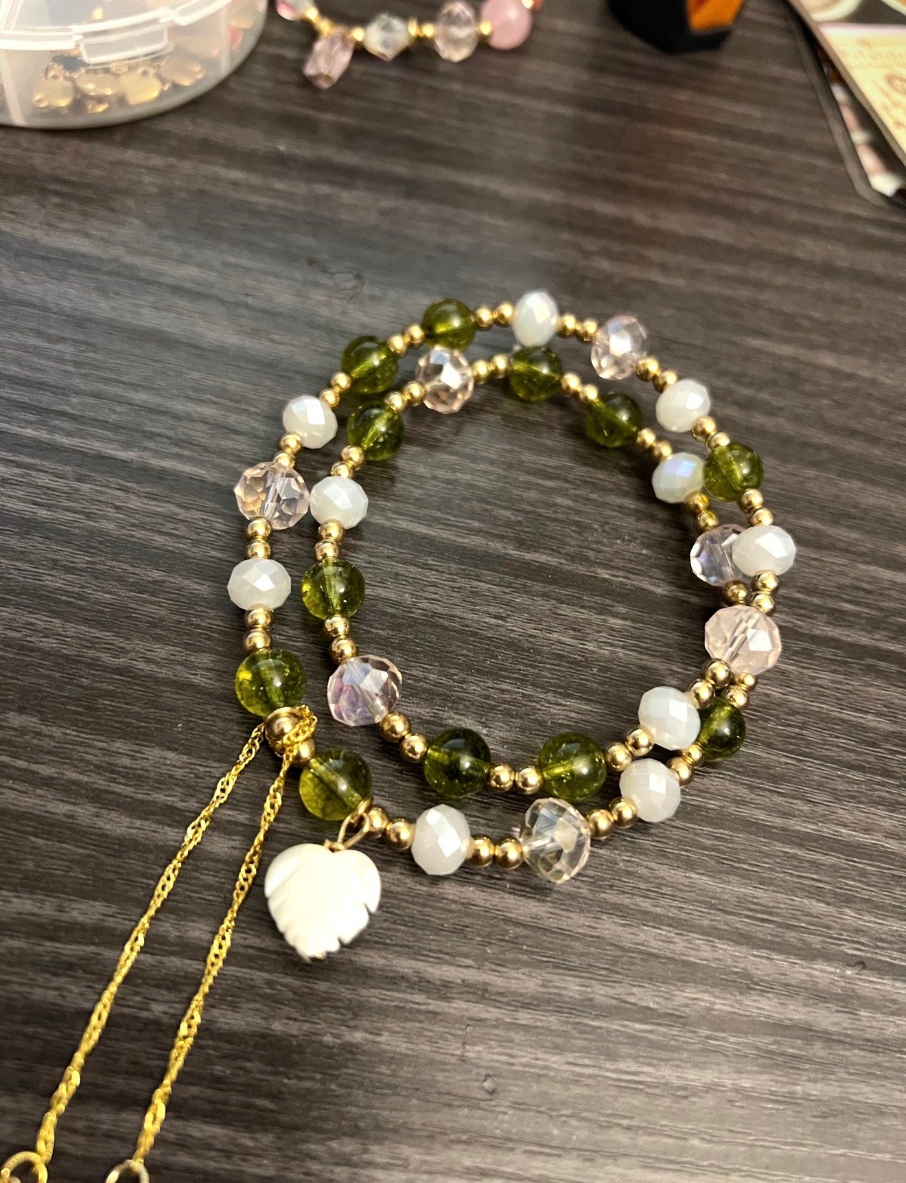 Peridot Beaded Dangle Necklace