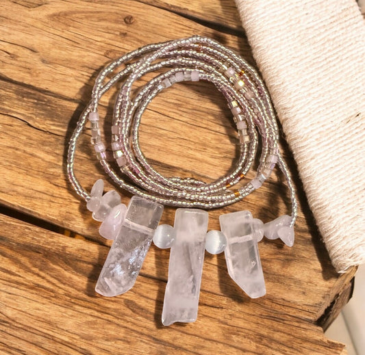 Rose Quartz & Selenite Waist Beads | Self-Love, Feminine Energy & Emotional Healing