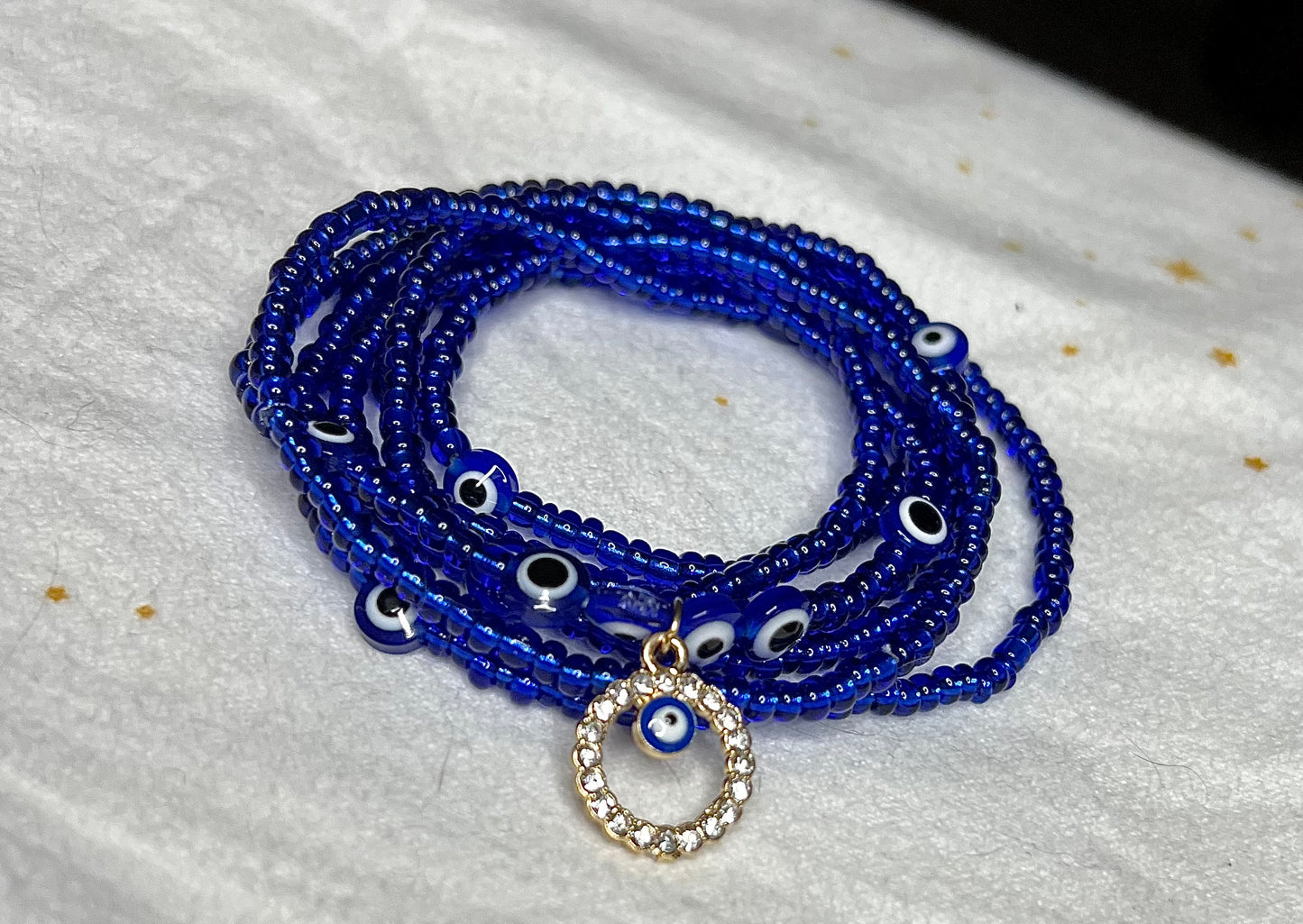 Royal Blue Evil Eye waist beads