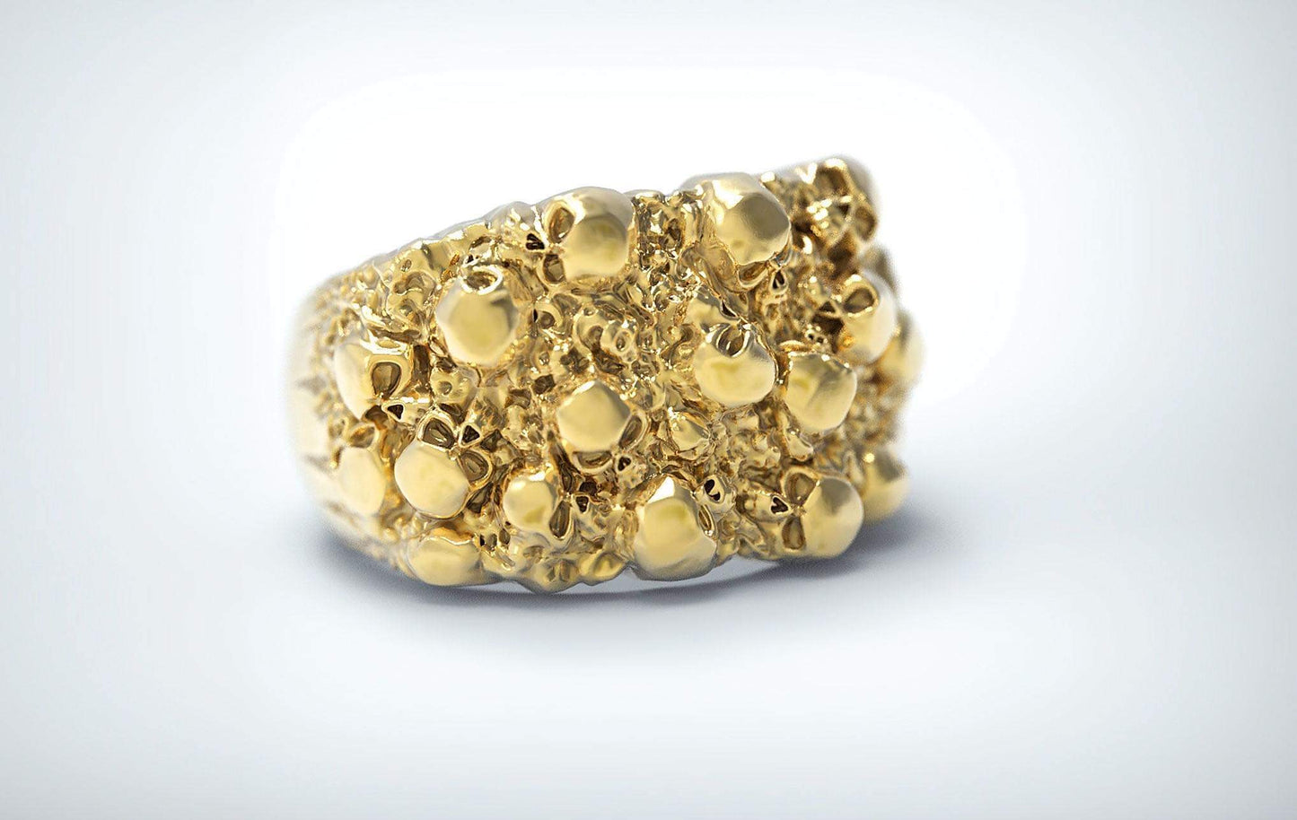 10K Nugget Skull Ring