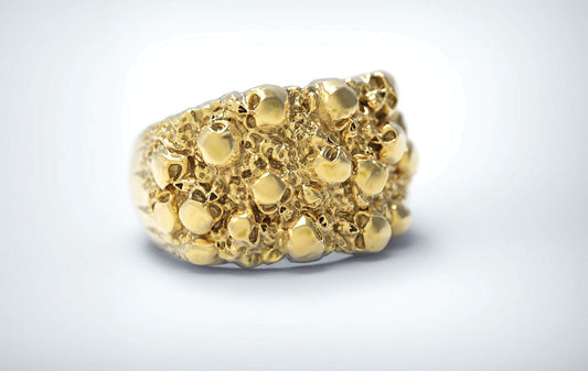 10K Nugget Skull Ring