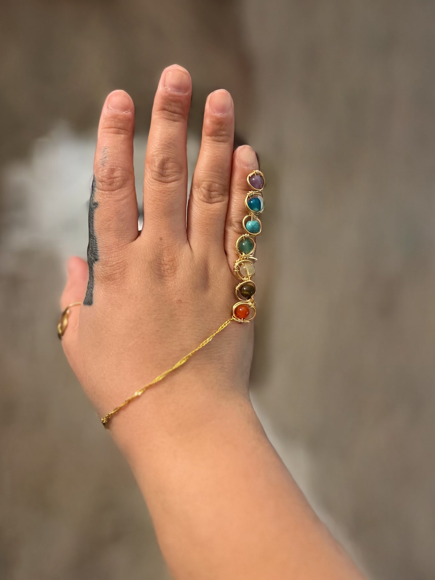 Double Gold Plated Chakra Wand Ring - Mini Chakra Ring