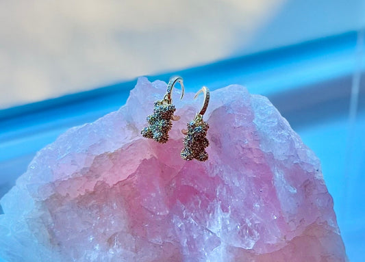 18K Gold Cubic Zirconia Bear Earrings – Dainty Sparkling Bear Charms, Elegant Gold Drop Earrings