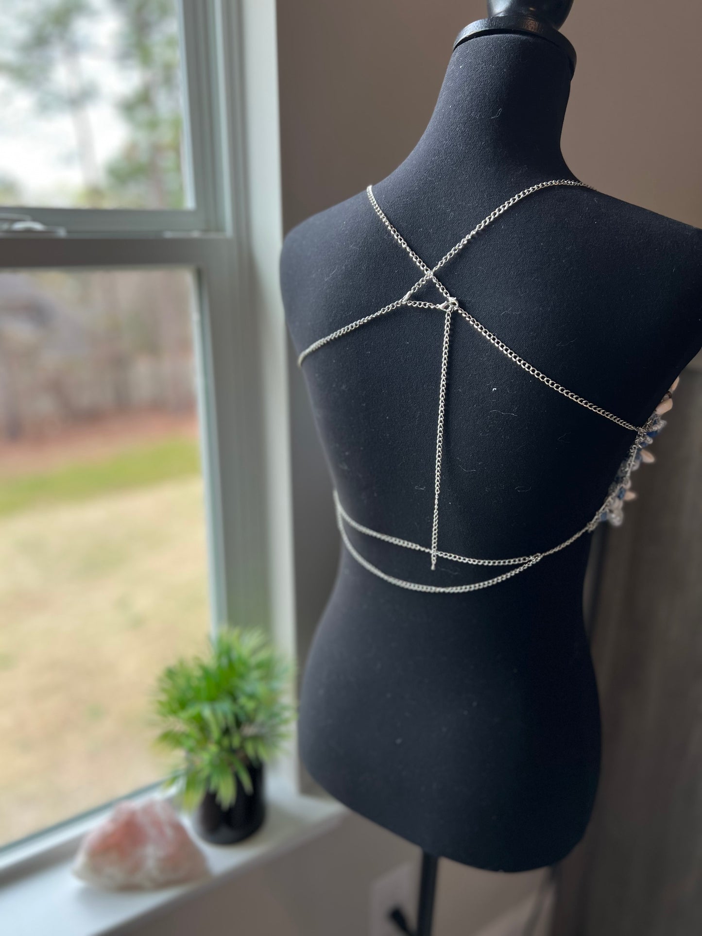 Seashell & Blue Stone Bralette - Beaded Bralette