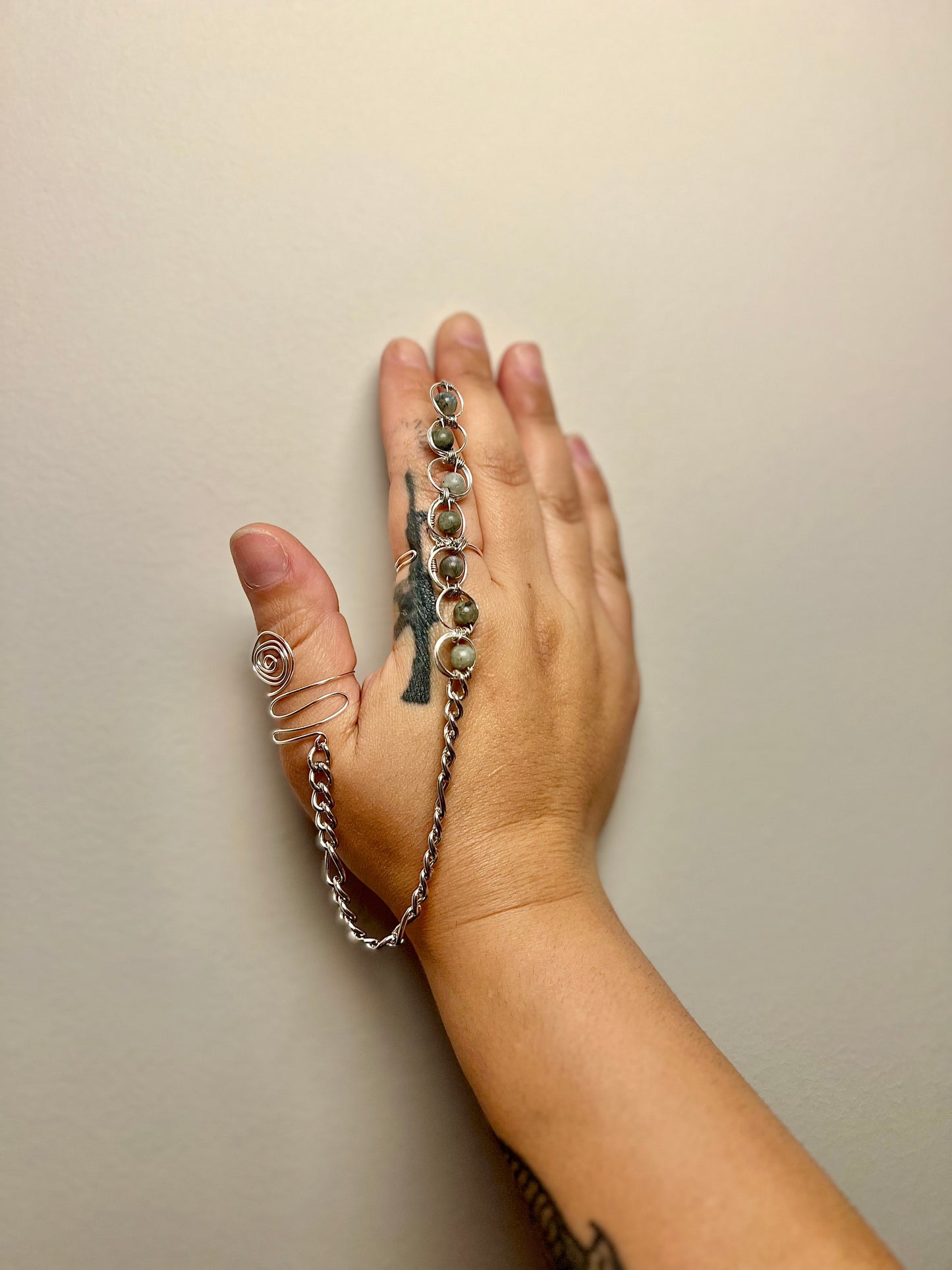 Sterling Silver Labradorite protection Wand Ring