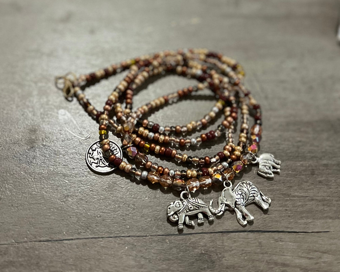 Rose Gold & Elephants With Zodiac Waist Beads