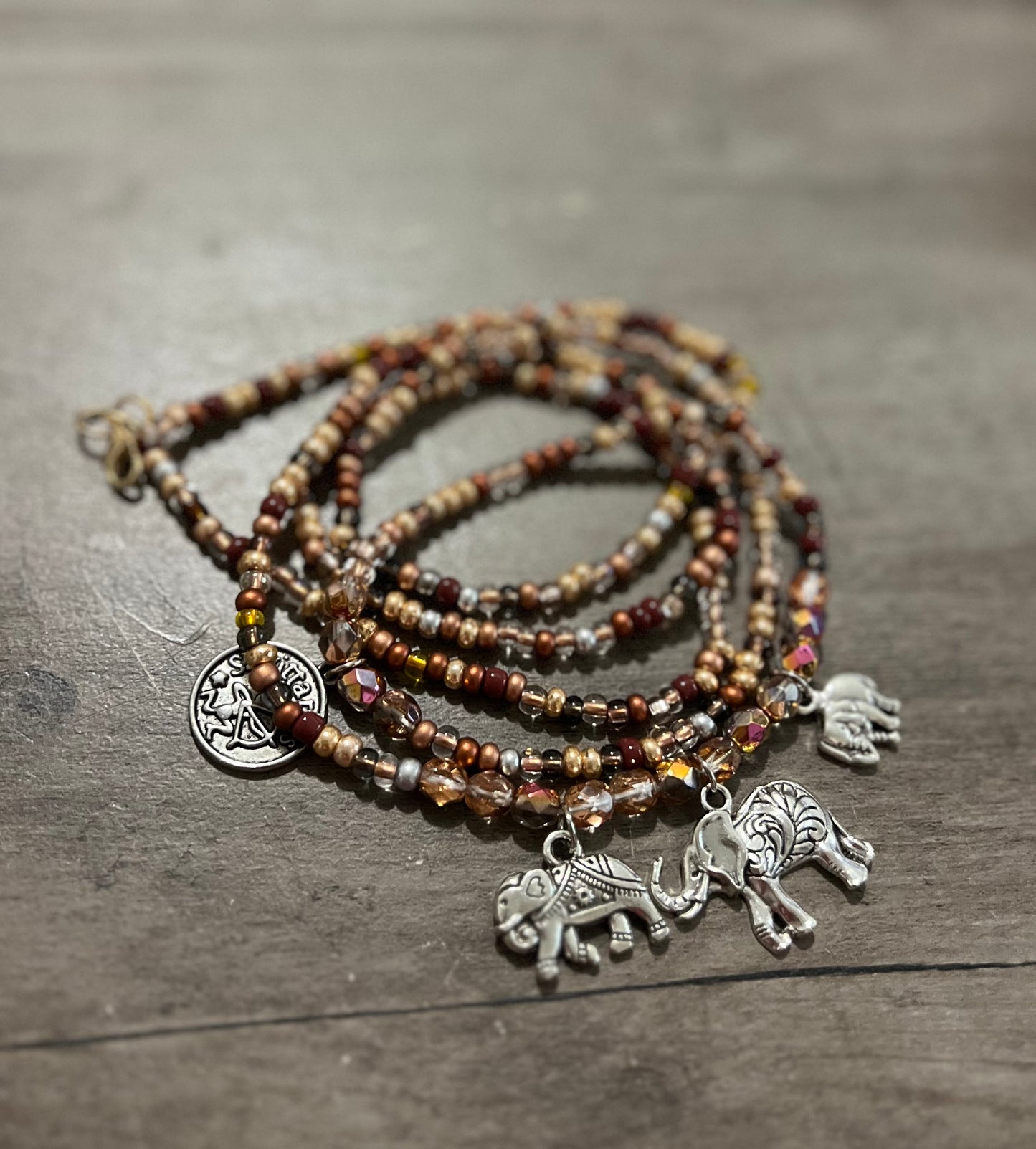 Rose Gold & Elephants With Zodiac Waist Beads