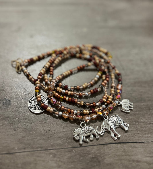 Rose Gold & Elephants With Zodiac Waist Beads