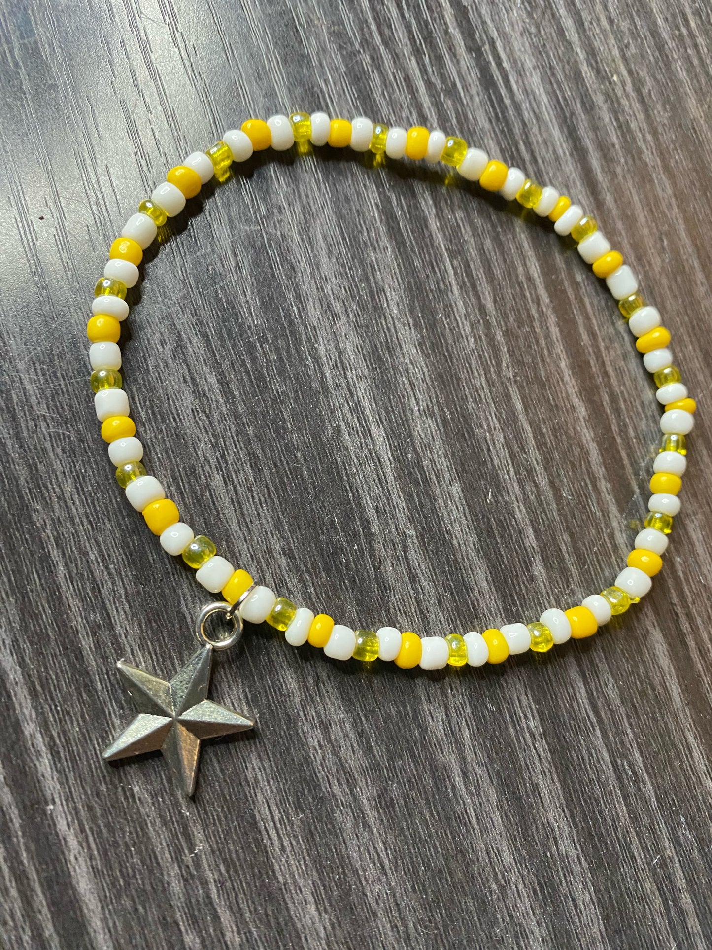Dainty Yellow beaded & Silver Star Anklet