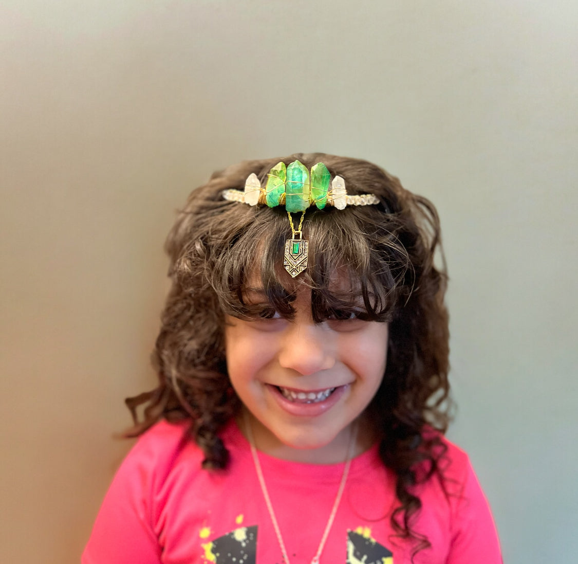 Egyptian Emperor Crown - Emerald & Clear Quartz Crown