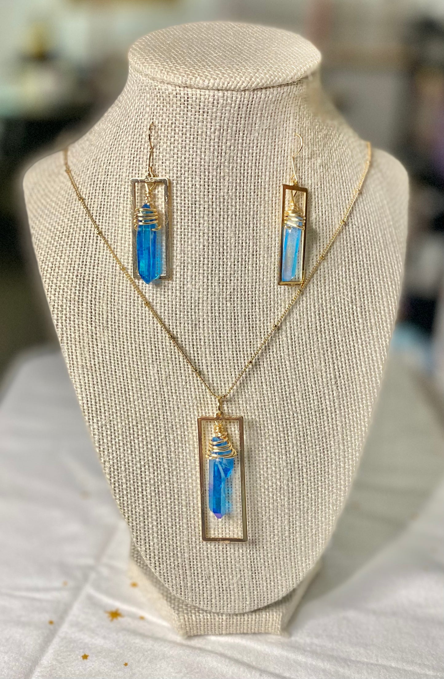 Siberian Blue Quartz Jewelry Set