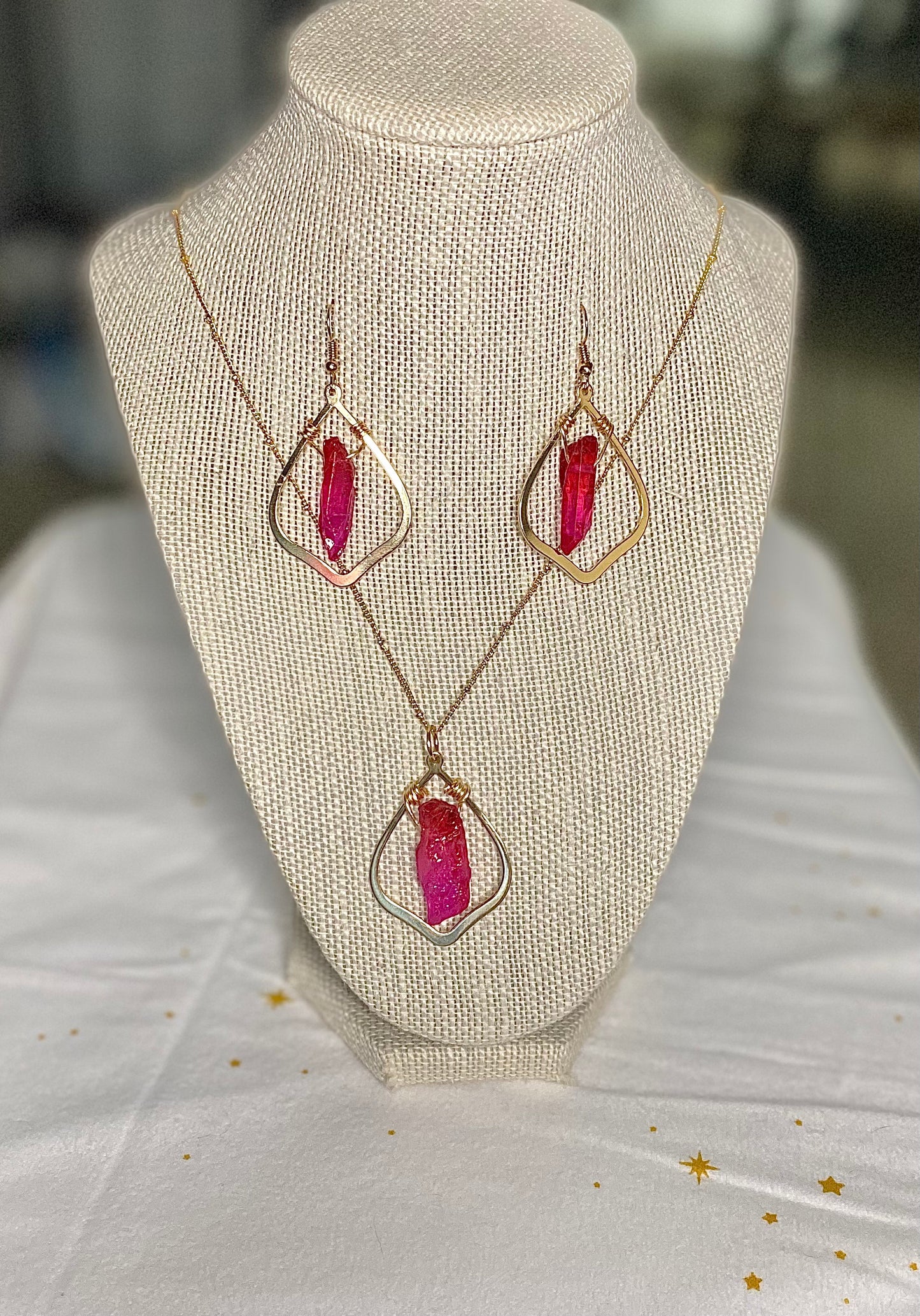 Hot Pink Quartz Jewelry Set