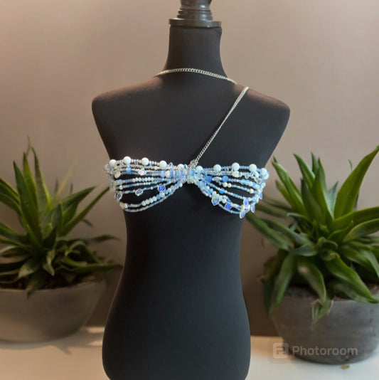 Blue Beaded Gemstone Bralette