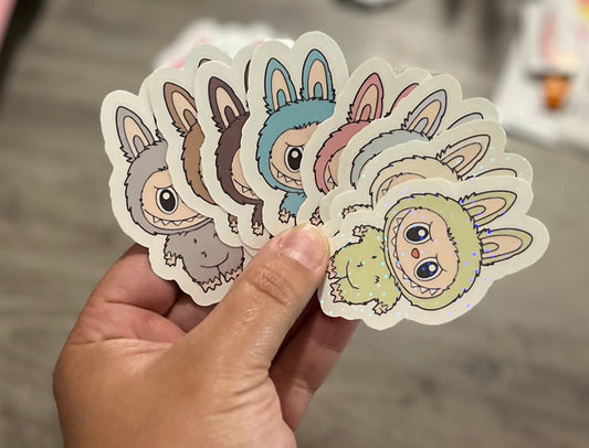 Sparkly Bubu Bunny Macaron Stickers: 8-Piece Set