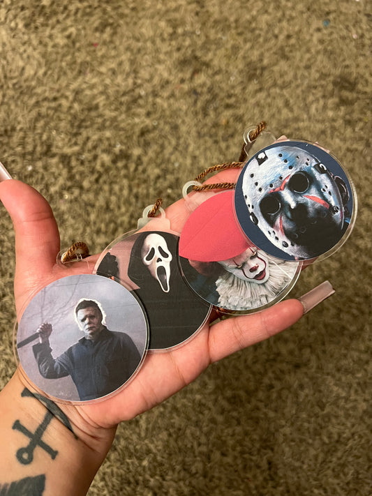 Horror Movie Christmas Ornaments – 3" Acrylic Round Ornaments with Matte Vinyl, One-Sided Horror Fan Holiday Decor