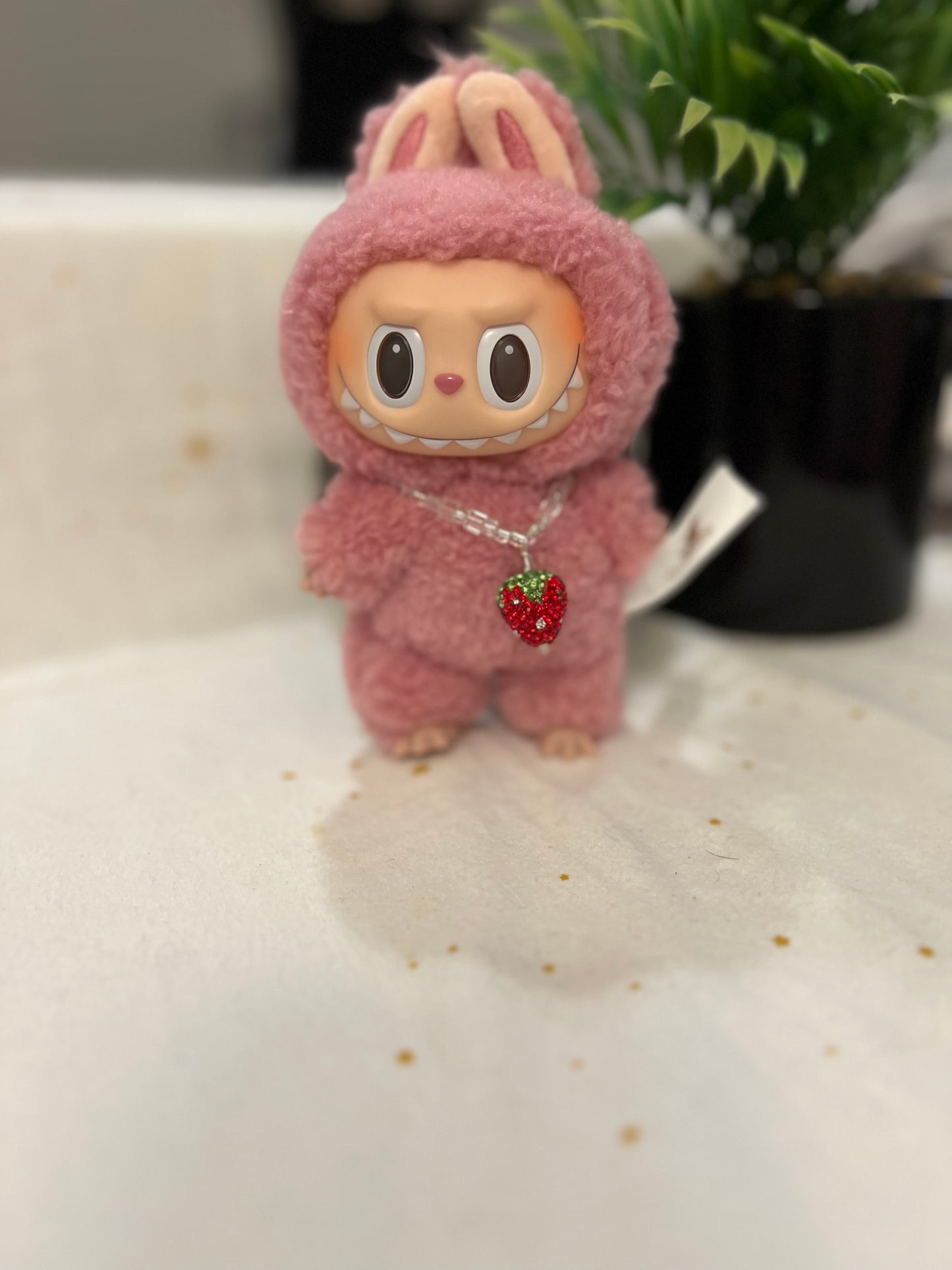 Strawberry Sparkle Beaded Necklace – Clear and Silver Lined Beads | Matching Set for Adults, Kids and bubu, matching charm necklaces