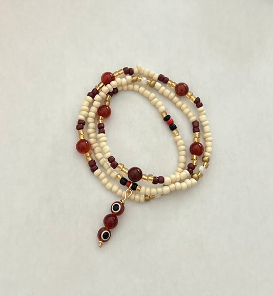 Carnelian and Cream waist beads | Gemstone waist beads