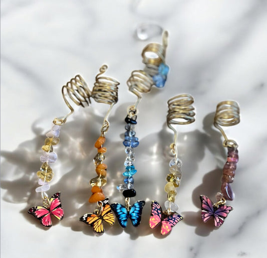Crystal & Butterfly Loc Hair Jewelry - Hair Jewelry - Loc Charms