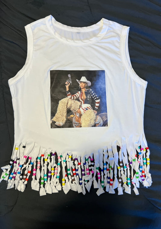 Beyoncé Fringe Pony Bead Shirt - Western Girl | Cowgirl Shirt
