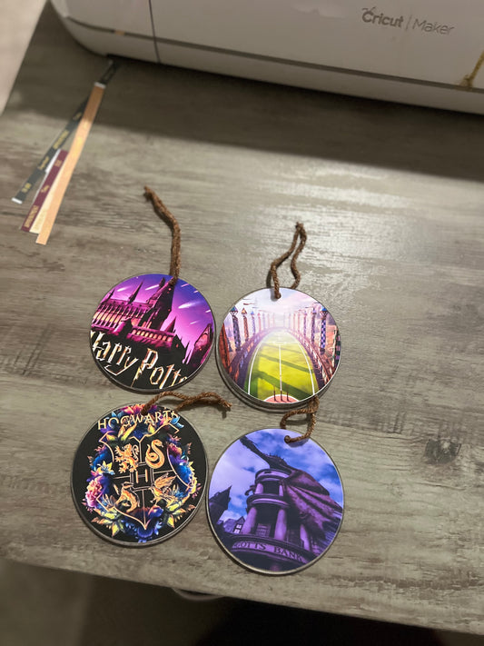 Purple Hues Colorful Hogwarts Acrylic Ornaments