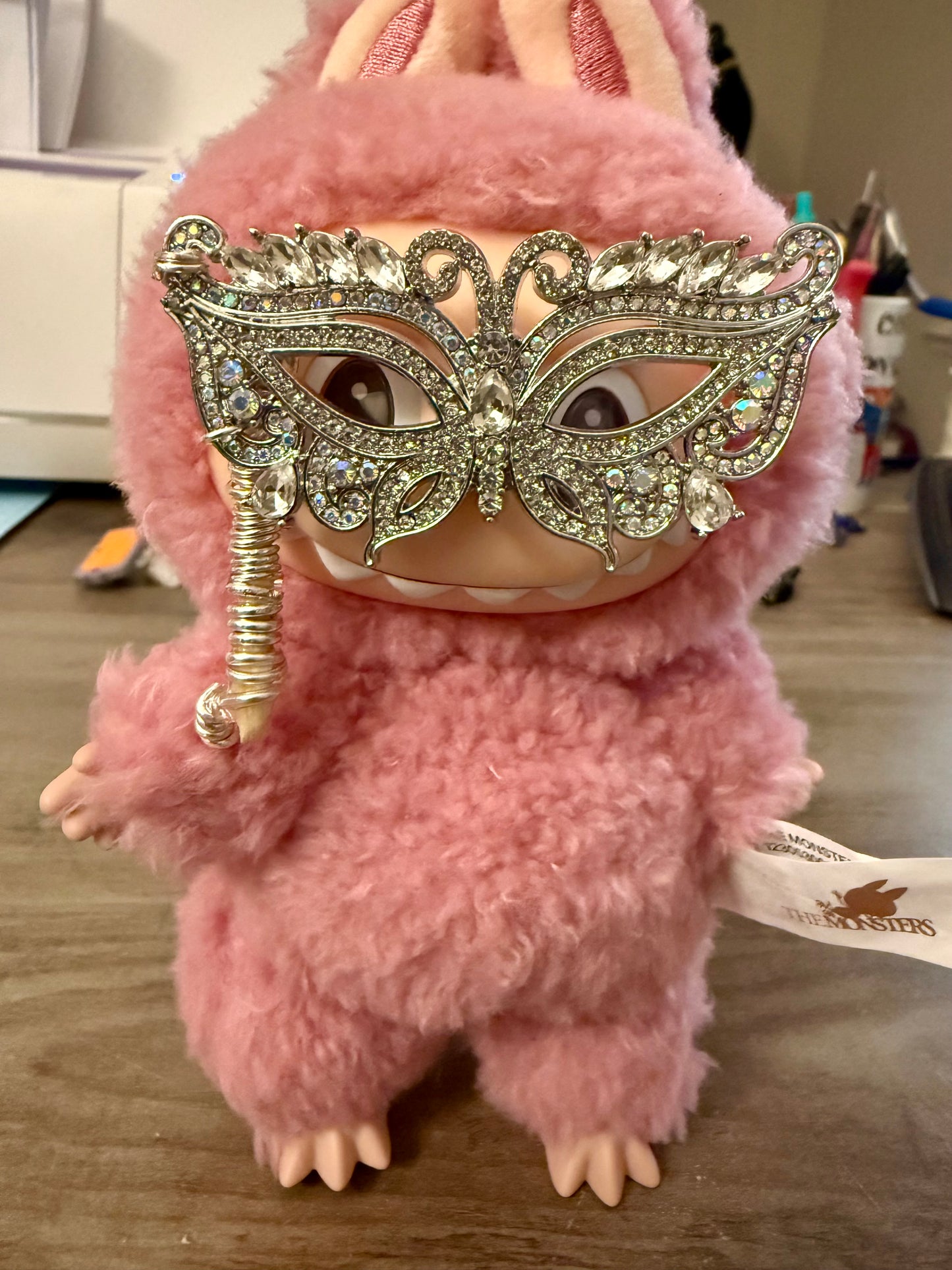 Sparkling Masquerade Mask for Bubu Plush – Mini Rhinestone Party Mask Accessory