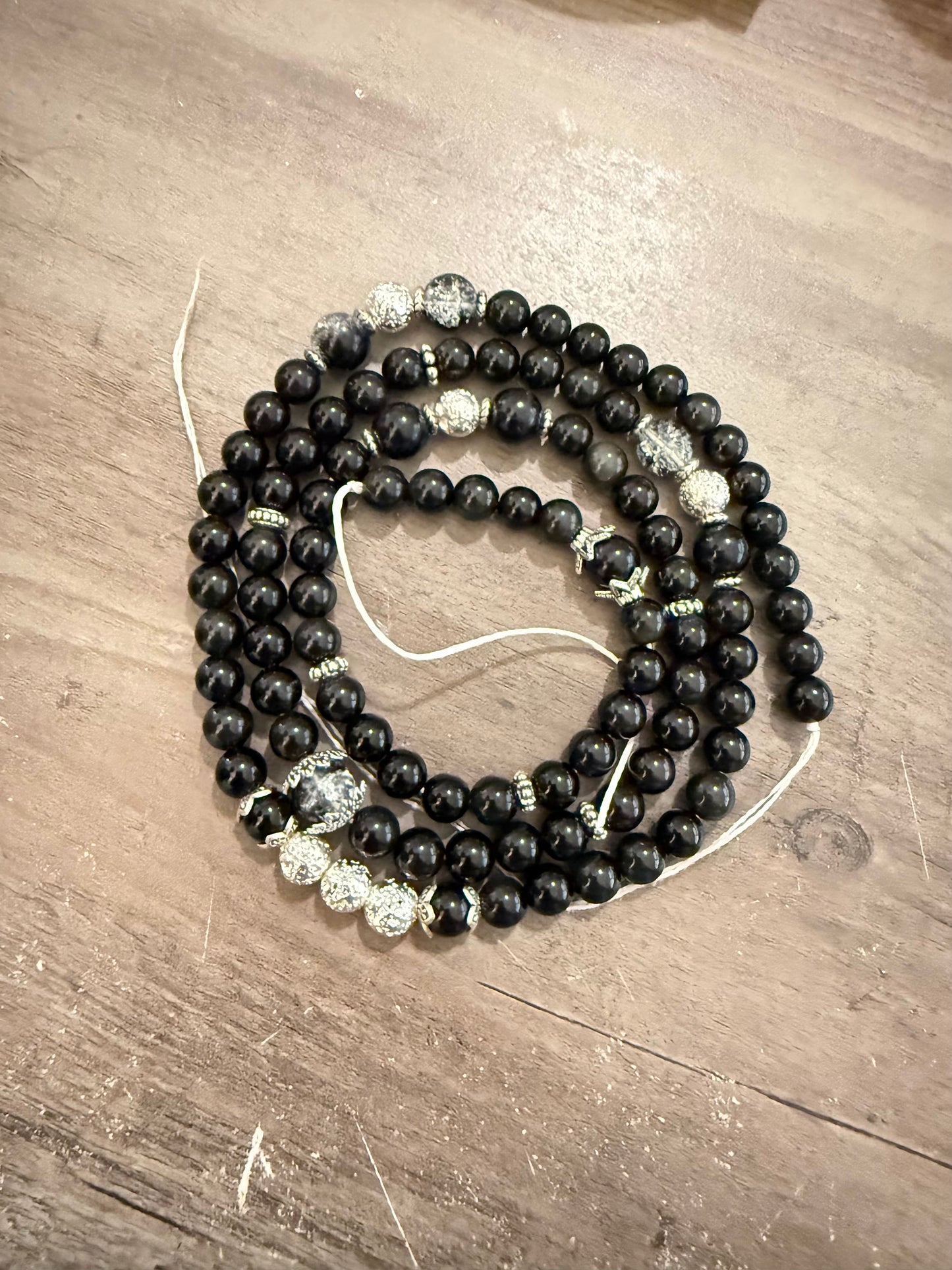Onyx Waist Beads with Pyrite & Crackled Clear Quartz | Black Beaded Waist Chain for Strength and Protection