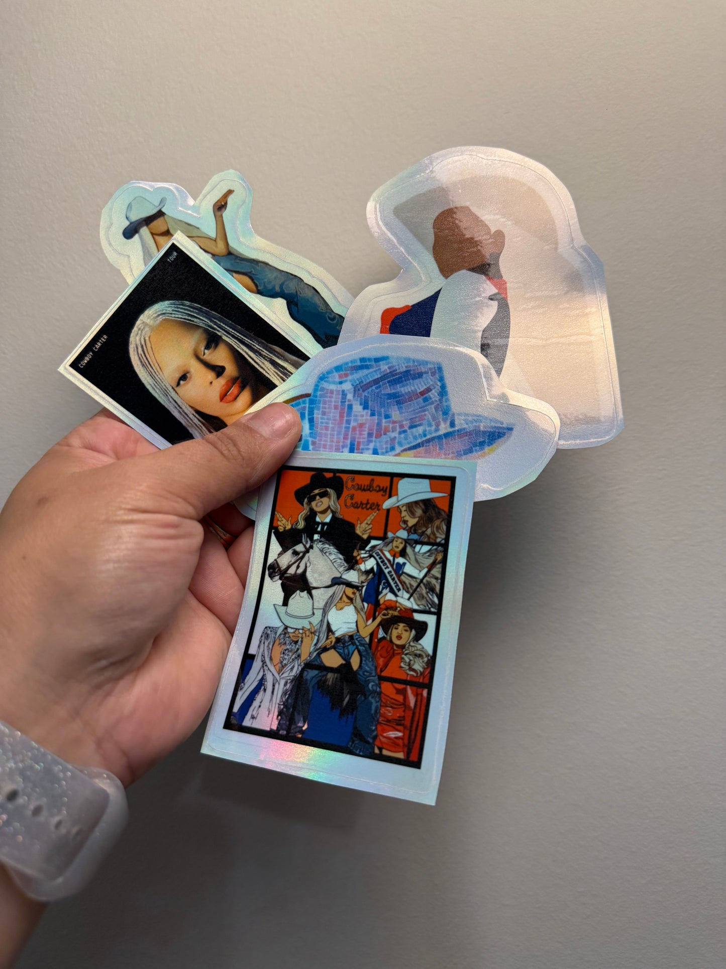 5pc Carter Water resistant holographic stickers