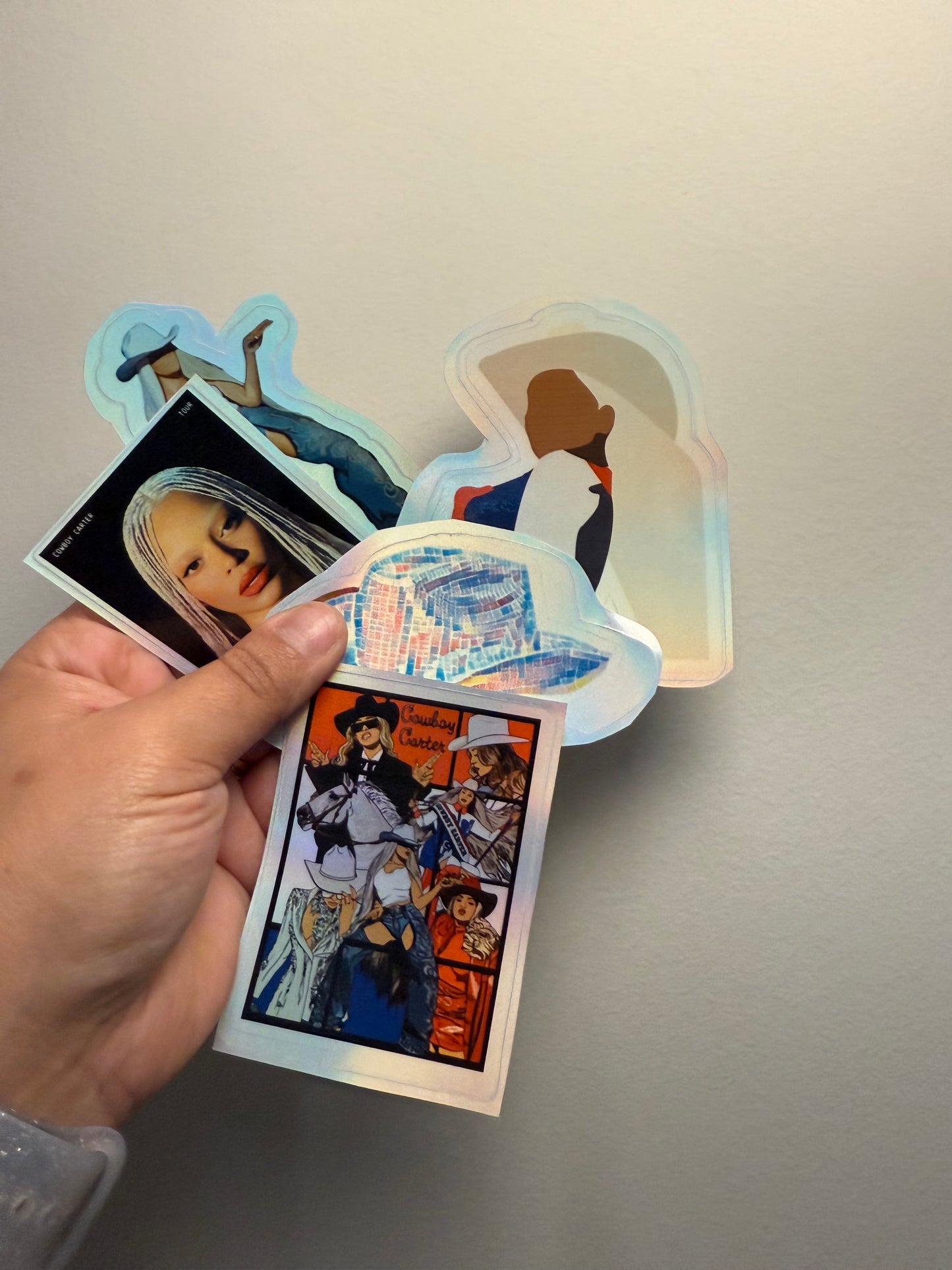 5pc Carter Water resistant holographic stickers