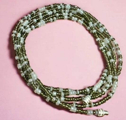 Gray & White Simple Waist Beads