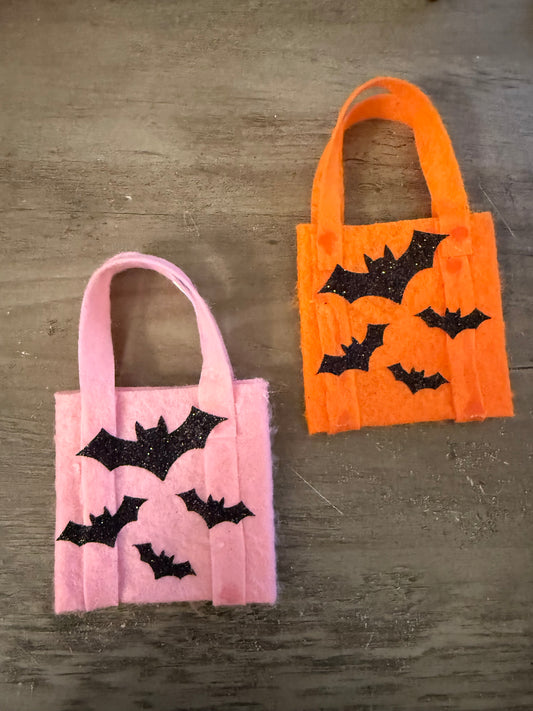 Halloween Glittery Bats Doll Tote Bag