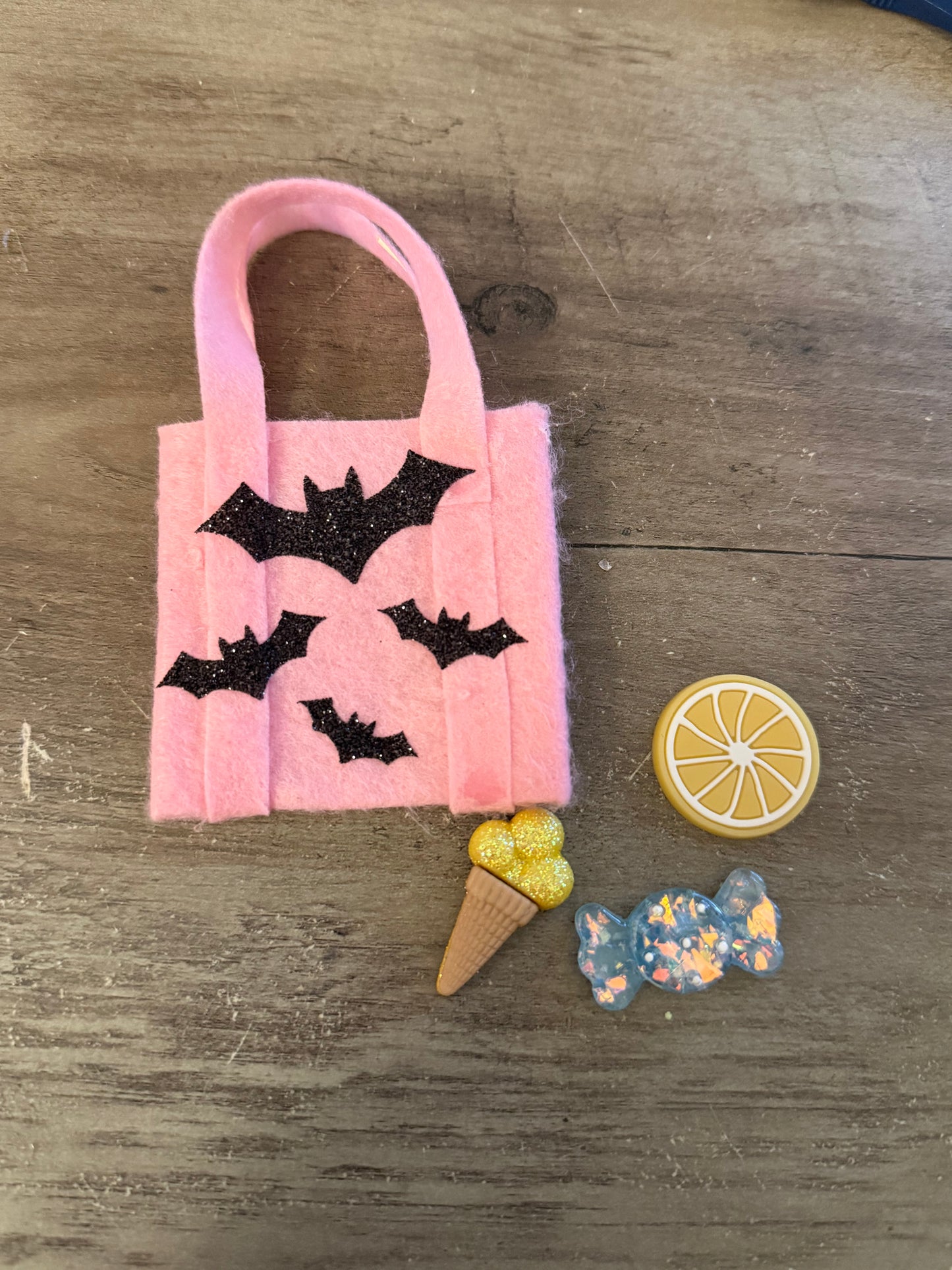 Halloween Glittery Bats Doll Tote Bag