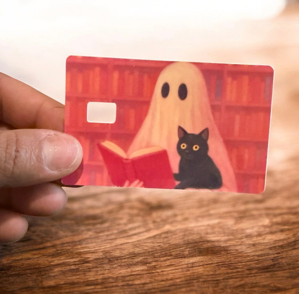 Pastel Pink Ghost Debit Card Skin – Cute & Colorful Spooky Design
