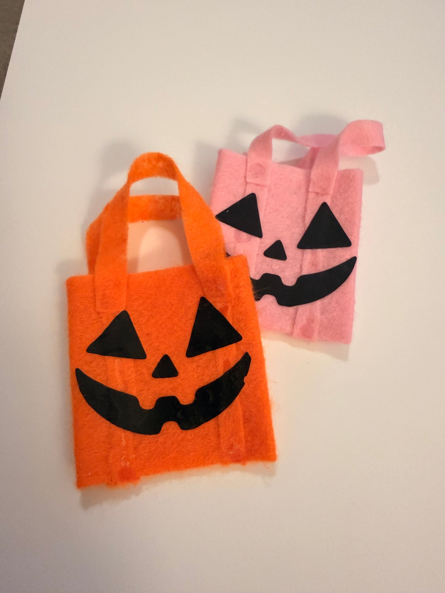 Handmade Doll Halloween Tote Bags – Miniature Storage in Pink or Orange