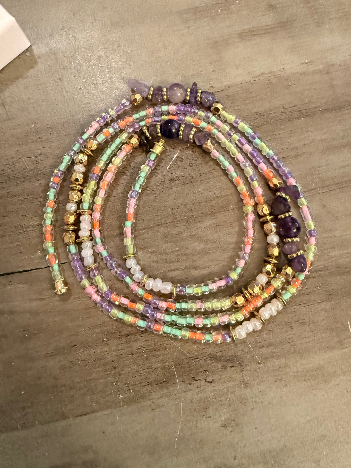 Colorful Amethyst Waist Beads - Crystal Waist beads
