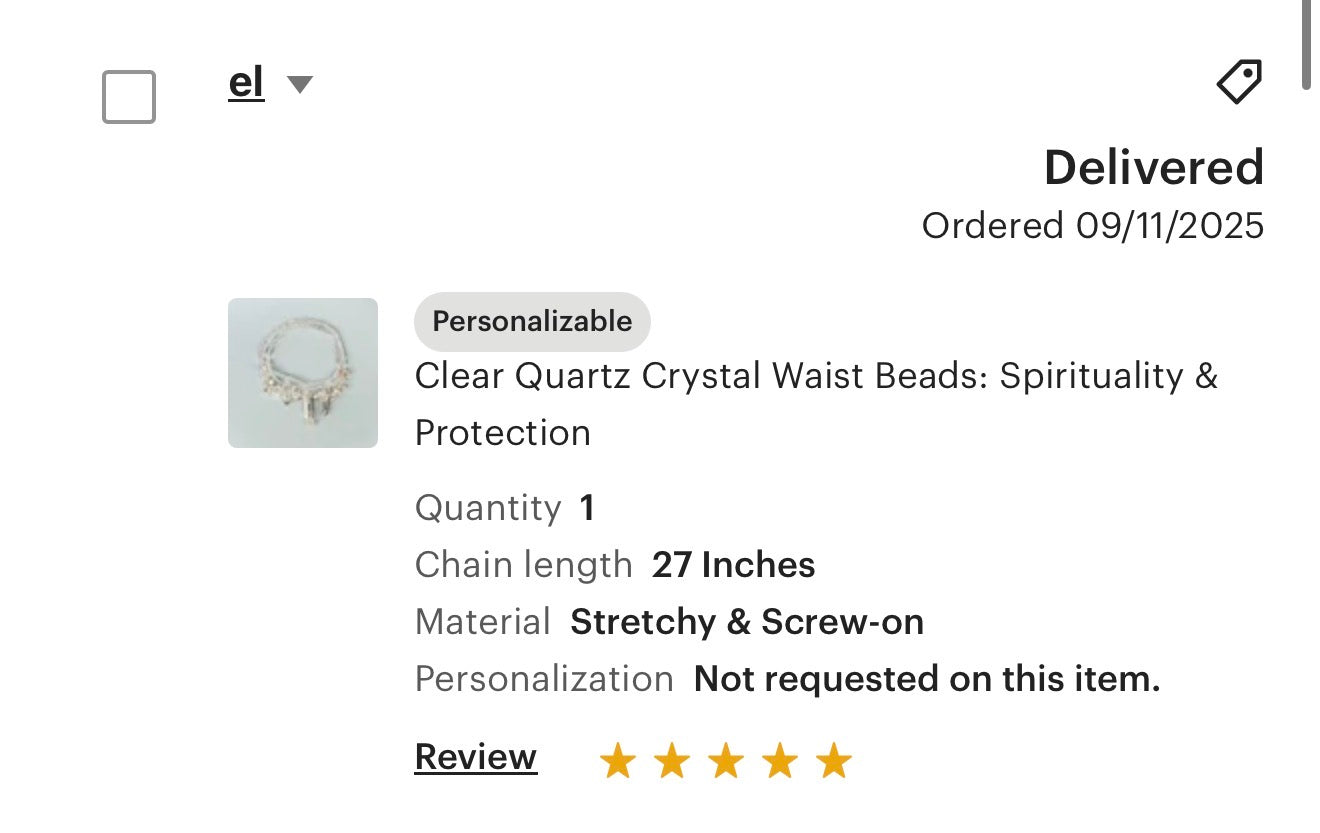 Completely Clear Quartz Waist Beads