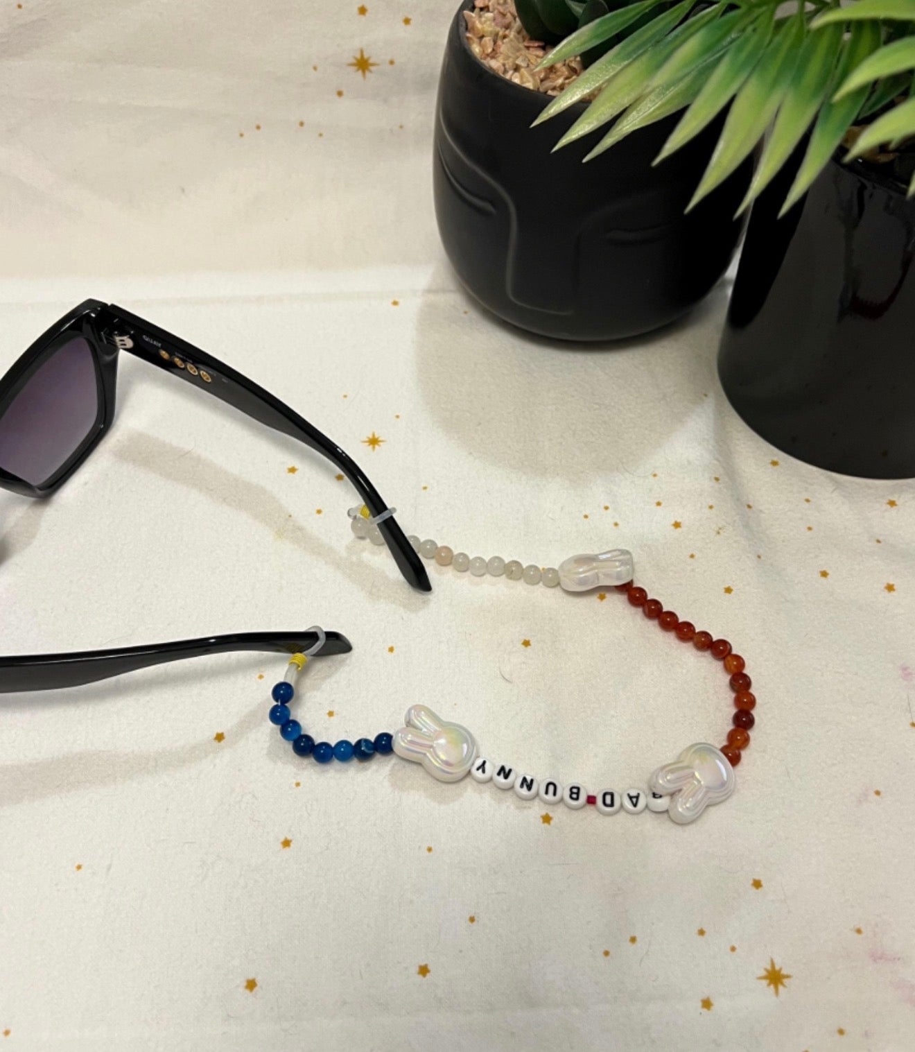 Bad Bunny Vibes Glasses Chain - Gemstone Glasses Chain